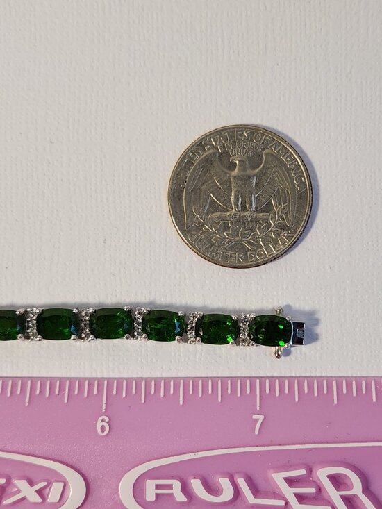 VTG 925 Custom Chrome Diopside Madiera Citrine & White Zircon 7" Bracelet Irish - Picture 10 of 13